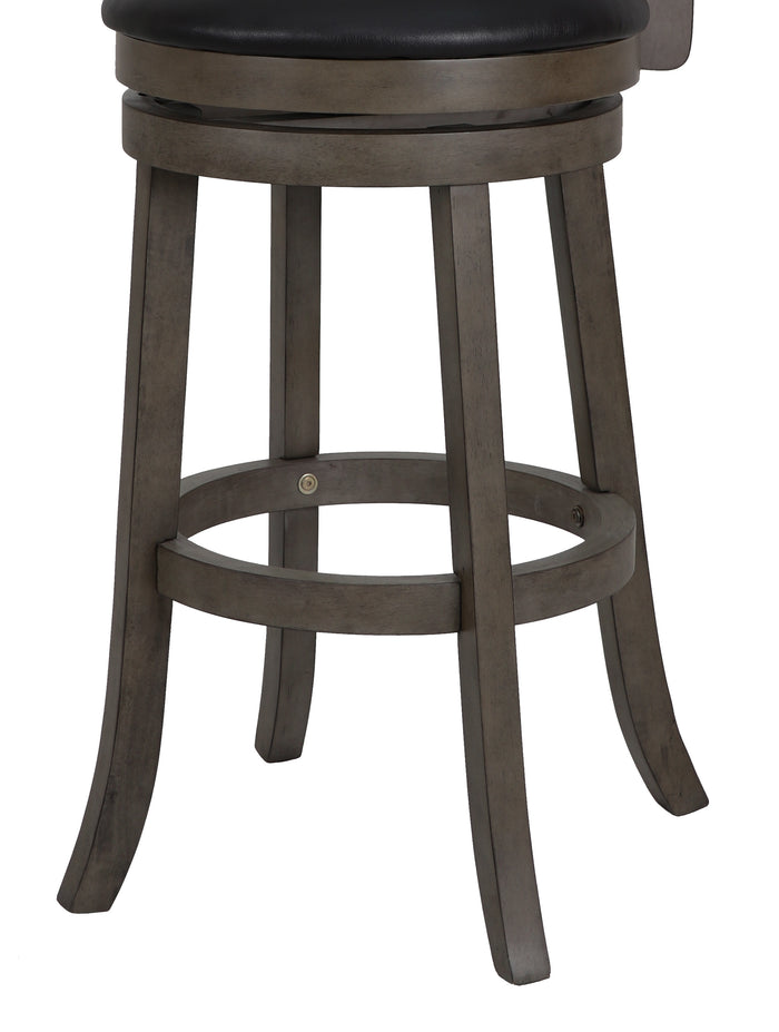 MANCHESTER 24" COUNTER STOOL W/BLACK PU CUSHIONS-GRAY