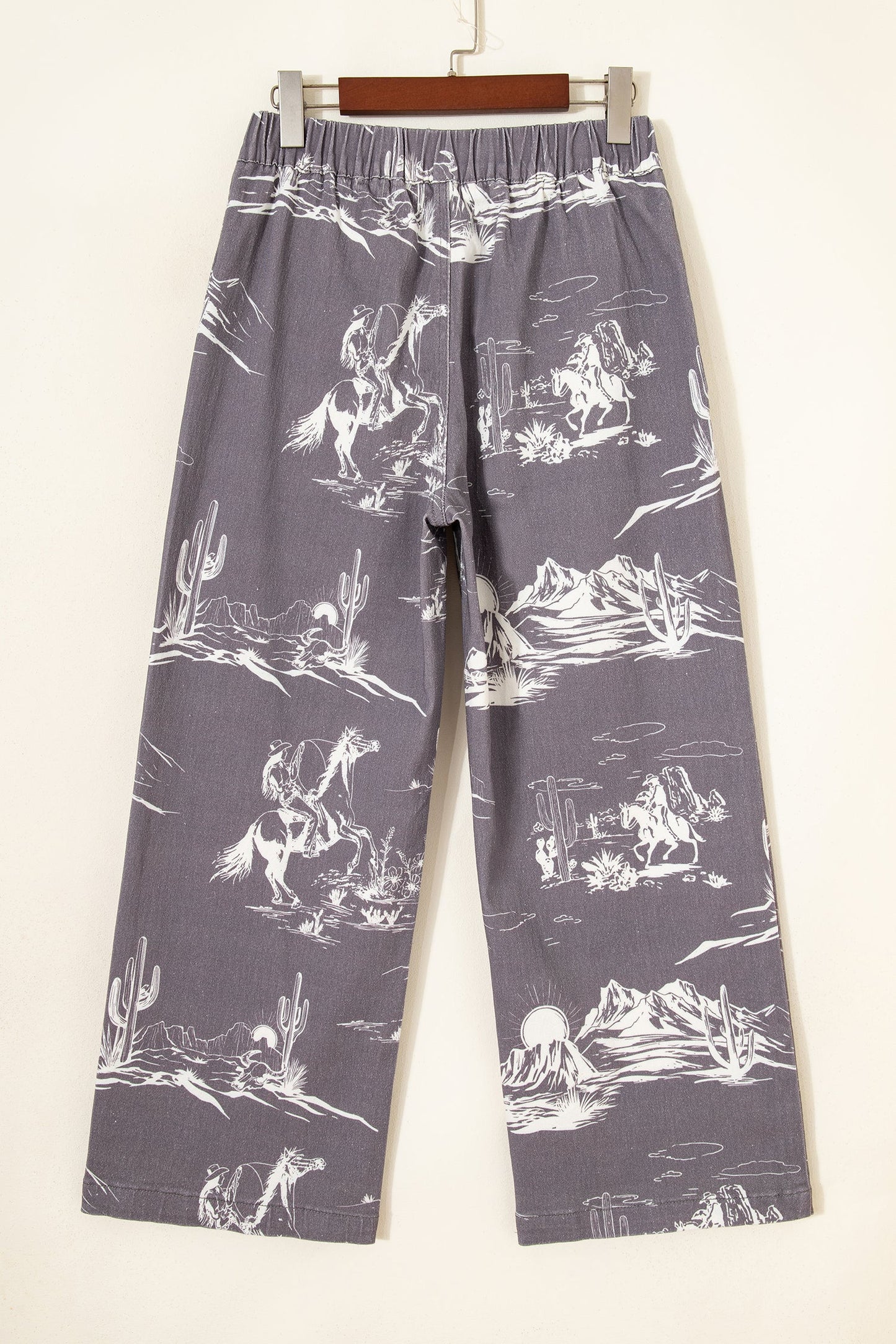 Gray Wild West Riding Vintage Printed Shift Jeans