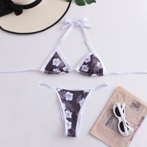 Digital Print Slit Bikini Set