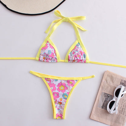 Digital Print Slit Bikini Set