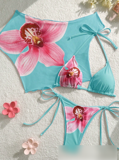 Lace Slit Bikini Set