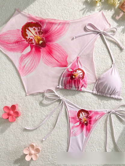 Lace Slit Bikini Set