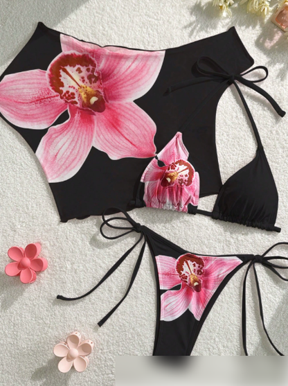 Lace Slit Bikini Set