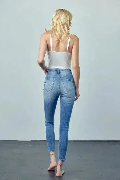 HIGH RISE ANKLE SKINNY JEANS