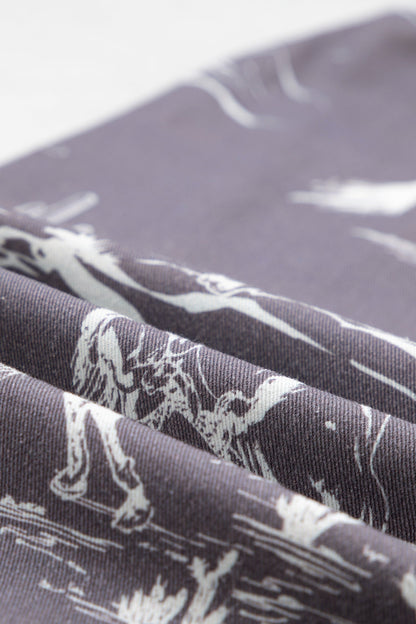 Gray Wild West Riding Vintage Printed Shift Jeans