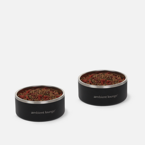 1L Double-Wall Stainless Steel Food & Water Dog Bowl (Set of 2)