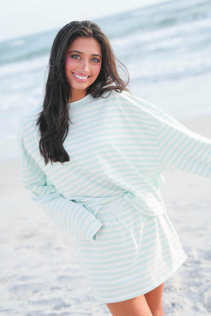 Striped Patch French Terry Pullover
