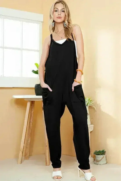 Flame Solid Color Loose Fit Harem Jumpsuit