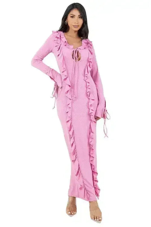 Long Sleeve Bodycon Maxi Dress - Slim Fit | Femstylo