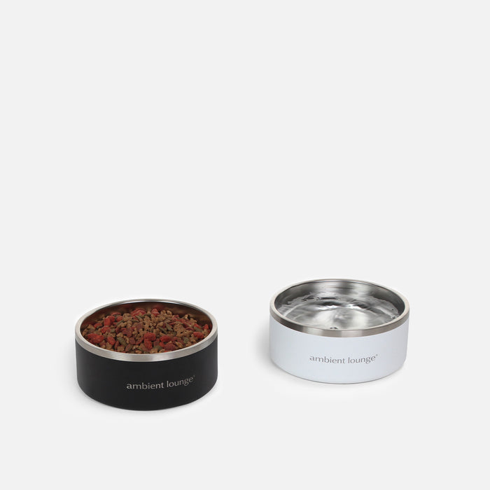 2L Double-Wall Stainless Steel Food & Water Dog Bowl (Set of 2)