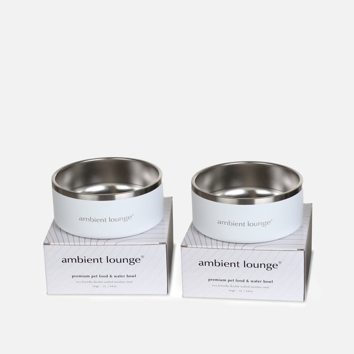 2L Double-Wall Stainless Steel Food & Water Dog Bowl (Set of 2)