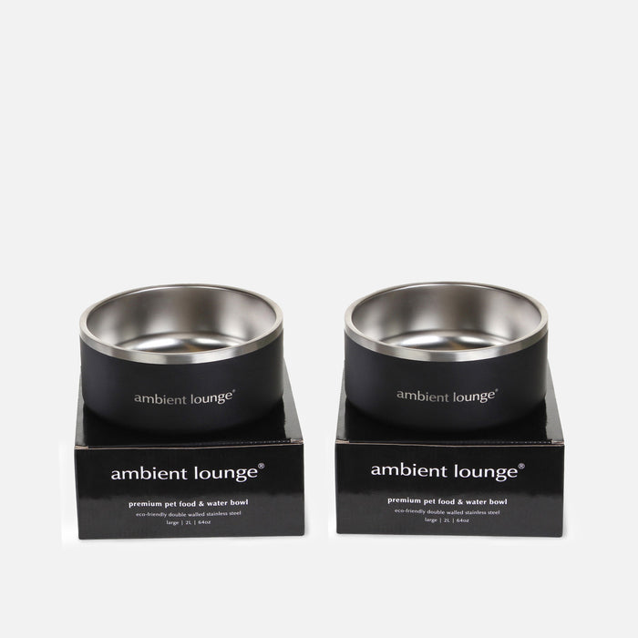 2L Double-Wall Stainless Steel Food & Water Dog Bowl (Set of 2)