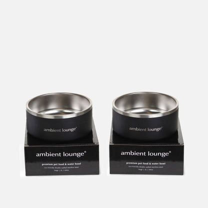 2L Double-Wall Stainless Steel Food & Water Dog Bowl (Set of 2)