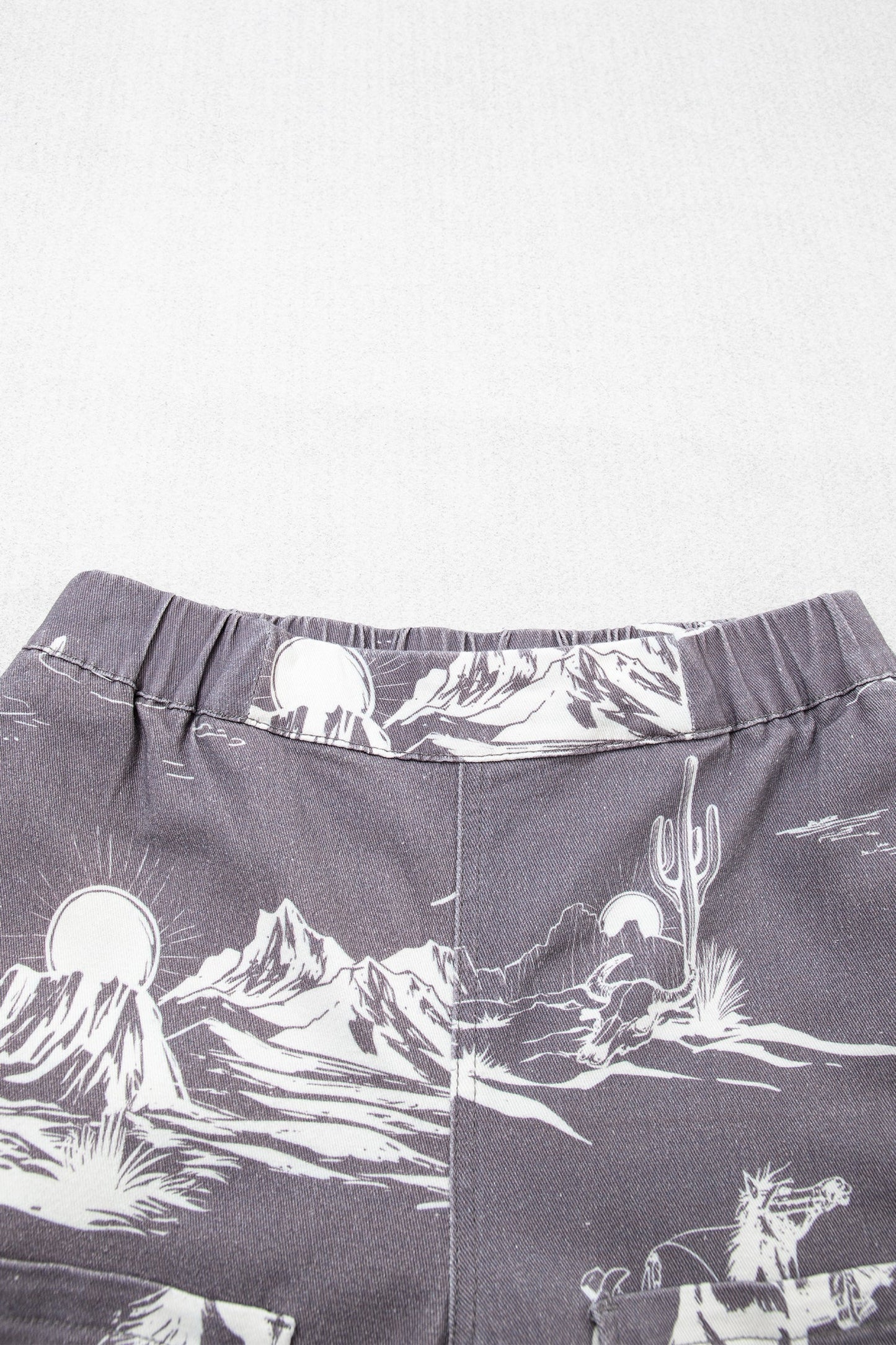 Gray Wild West Riding Vintage Printed Shift Jeans