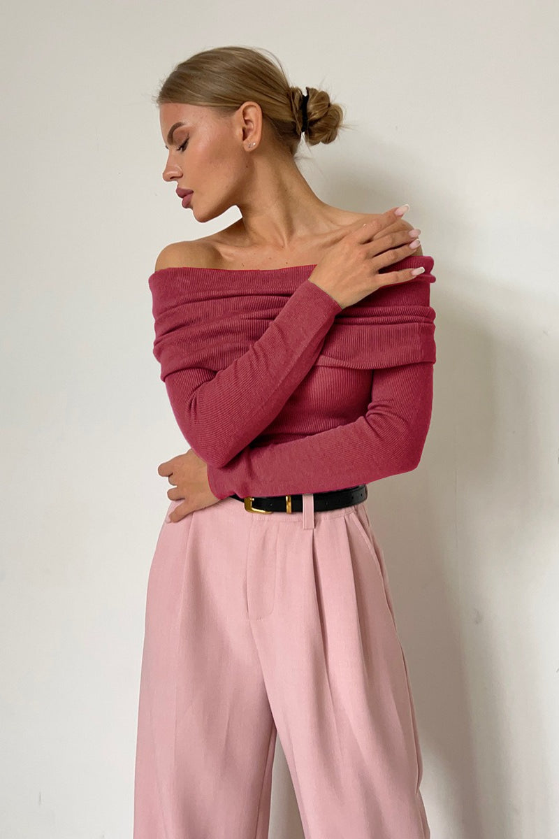 Slim Fit Off-Shoulder Knit Top