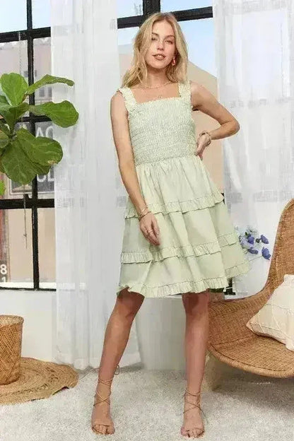 Smocked Ruffled Wide Strap Mini Dress – Sweet & Stylish