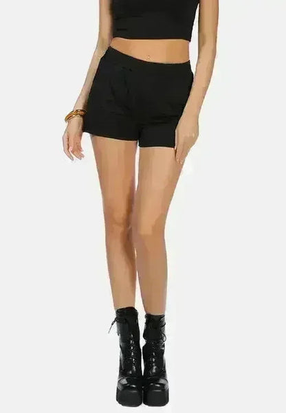 Solid Cotton Elastic Shorts | Comfortable Casual Shorts -femstylo