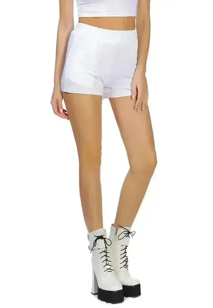 Solid Cotton Elastic Shorts | Comfortable Casual Shorts -femstylo