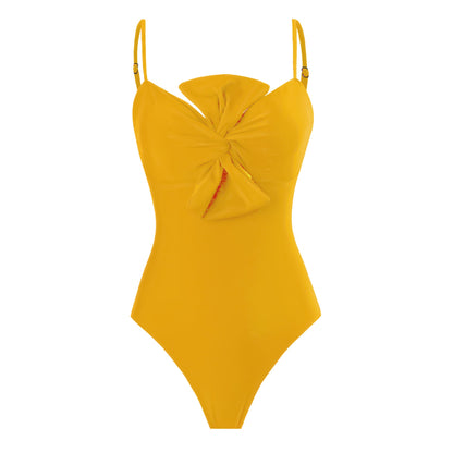 Bow Solid One-Piece Swimsuit