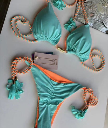 Open Back Braided Bikini Set