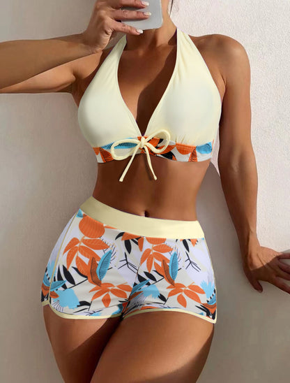 Boxer Slit One-Piece Swimsuit