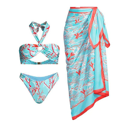 Halter Print Bikini Set