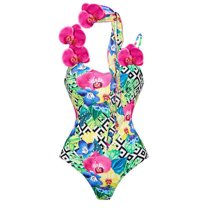 Floral One-Shoulder One-Piece Swimsuit