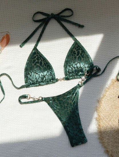 Pearl Trim Bikini Set