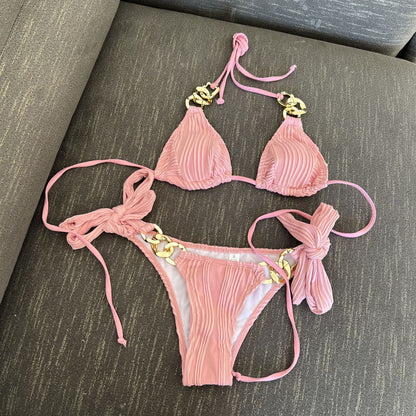 Chain Slit Bikini Set