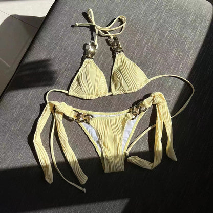 Chain Slit Bikini Set