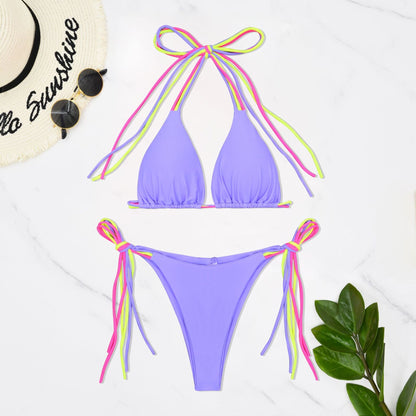 Halter Slit Bikini Set