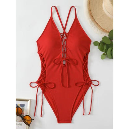 Open Back Halter One-Piece Swimsuit
