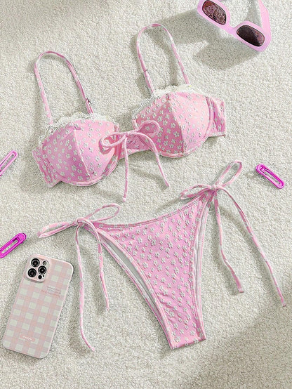 Print Halter Bikini Set