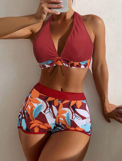 Boxer Slit One-Piece Swimsuit