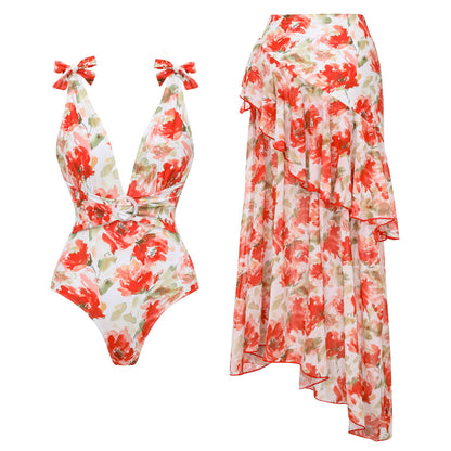 Bow One-Shoulder One-Piece Swimsuit