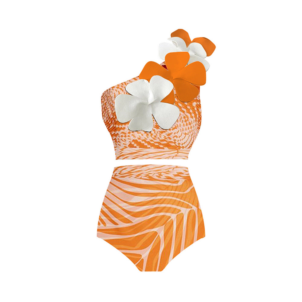Floral One-Shoulder One-Piece Swimsuit