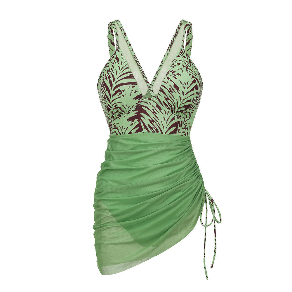 Mesh Patchwork One-Piece Swimsuit