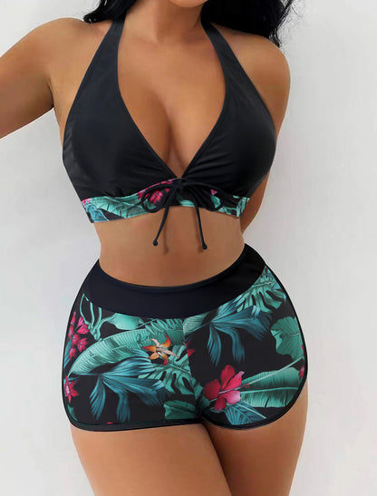 Boxer Slit One-Piece Swimsuit