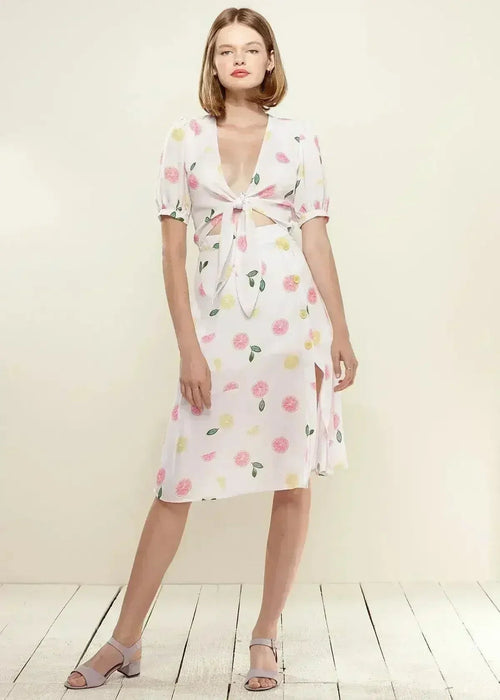 Button Front Midi Skirt in Fruit Punch