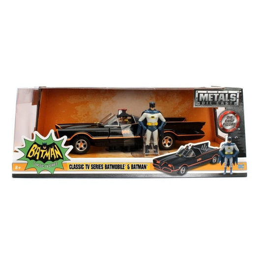 Batman 66 - Batmobile with Batman & Robin Figures Hollywood Rides 1:24 Scale Die Cast Vehicle