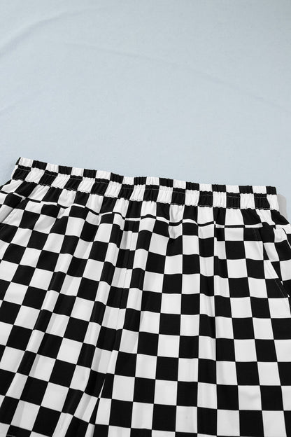 Black Plus Size Checkered Athleisure Shorts