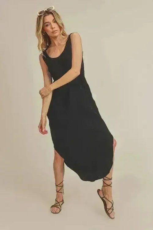 Aemi + Co Cotton Midi Dress – Pockets & Breathable Comfort