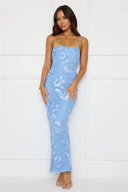 Amber Zest Mesh Maxi Dress Blue
