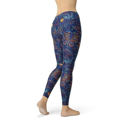 Womens Paisley Butterfly Leggings