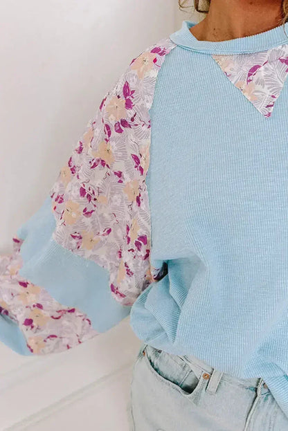 Floral Patchwork Blouse - Balloon Sleeve Top | Femstylo