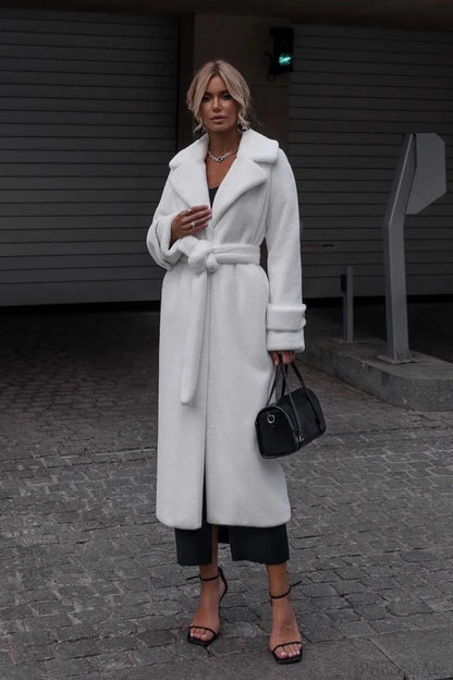 Elegant Thickened Plush Faux Fur Overcoat