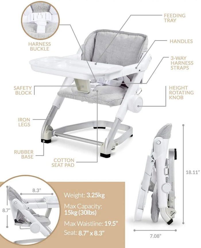 Feed Me 3-in-1 Dining Booster Seat for Toddlers Grey- Unilove Unilove