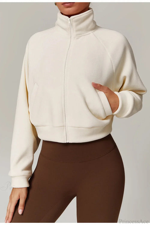 Fleece Athletic Stand Collar Zip Yoga Jacket