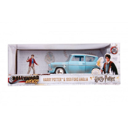 Harry Potter - 1959 Ford Anglia with Harry Potter Figure 1:24 Scale Jada Hollywood Rides Die Cast Vehicle