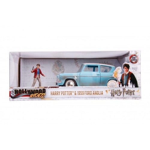Harry Potter - 1959 Ford Anglia with Harry Potter Figure 1:24 Scale Jada Hollywood Rides Die Cast Vehicle